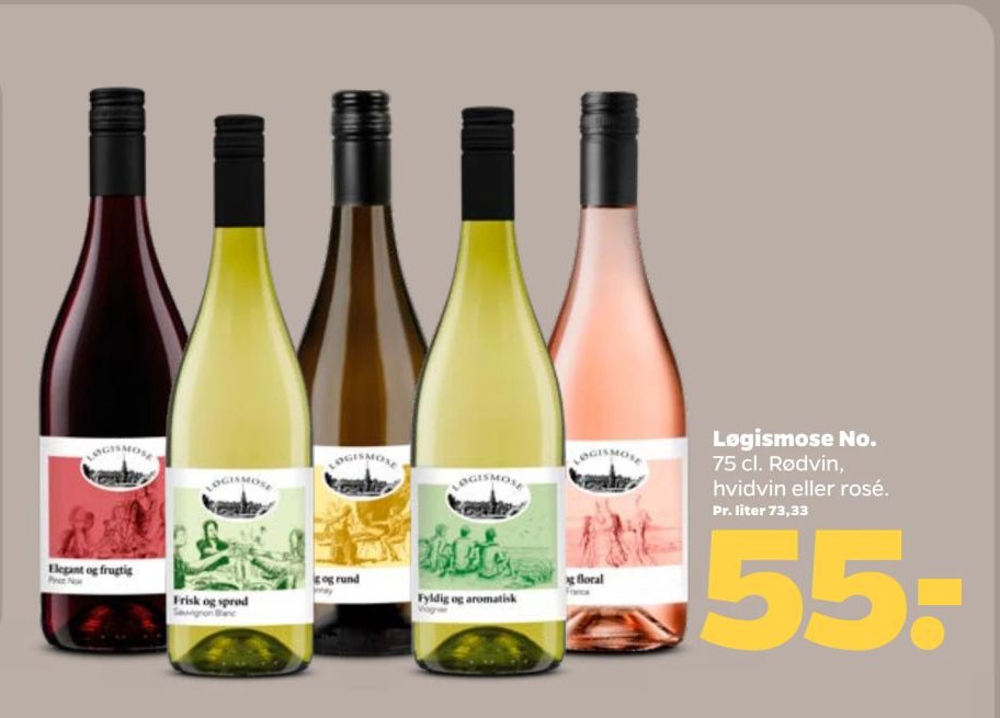 Logismose No. 75 cl. Rødvin, hvidvin eller rosé. – Netto