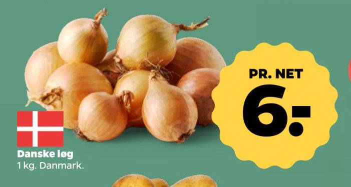 Danske løg 1 kg. Danmark. – Netto