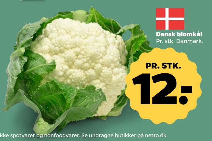 Dansk blomkål Pr. stk. Danmark. – Netto