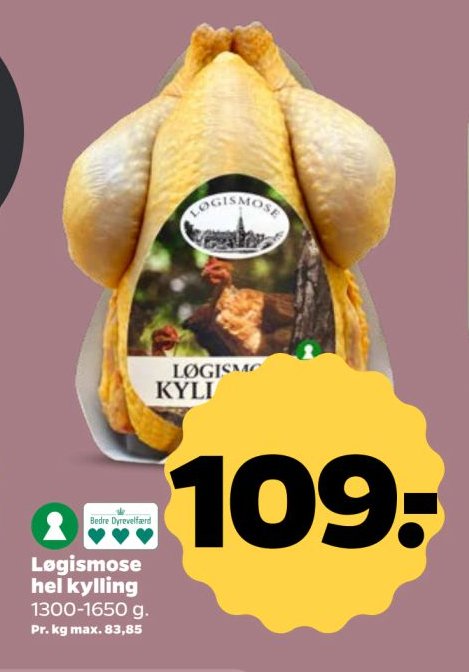 Løgismose hel kylling 1300-1650 g – Netto