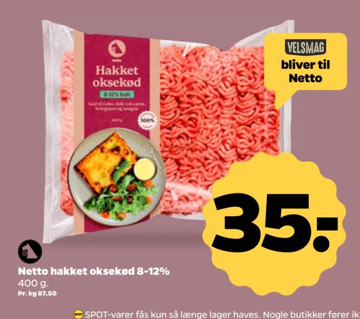 Netto hakket oksekød 8-12% 400 g – Netto