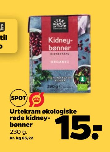 Urtekram økologiske røde kidney-bønner 230 g. – Netto