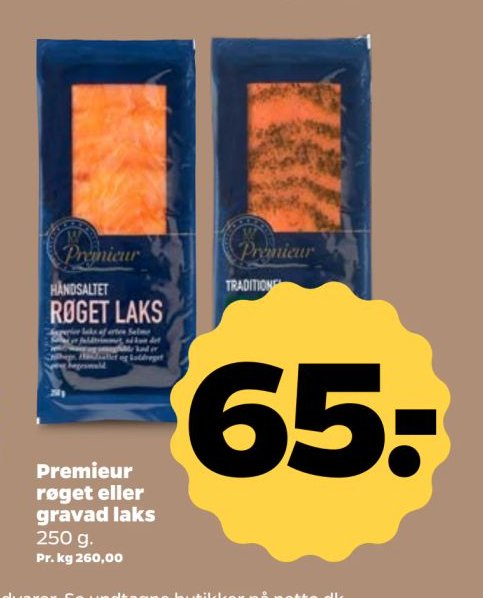 Premieur røget eller gravad laks 250 g. – Netto