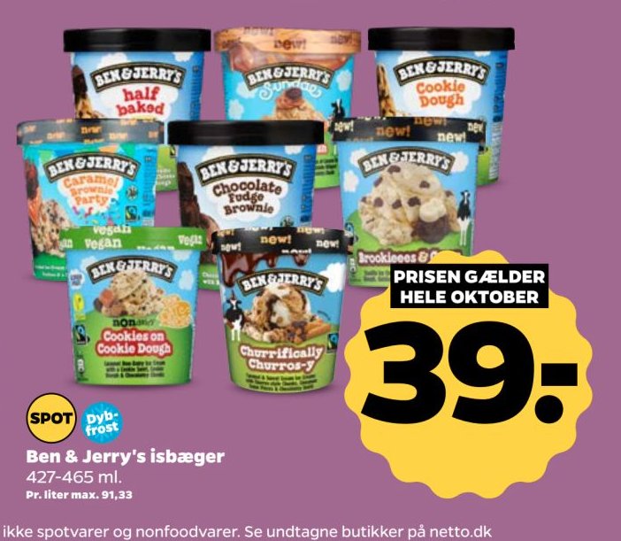 Ben & Jerry's isbæger 427-465 ml. – Netto