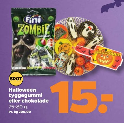 Halloween tyggegummi eller chokolade 75-80 g. – Netto