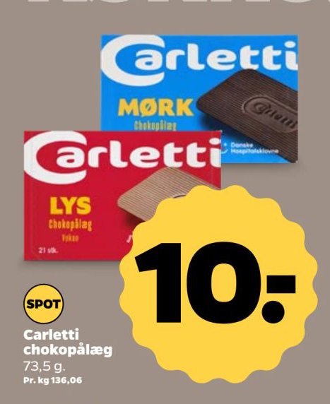 Carletti chokopålæg 73,5 g. – Netto