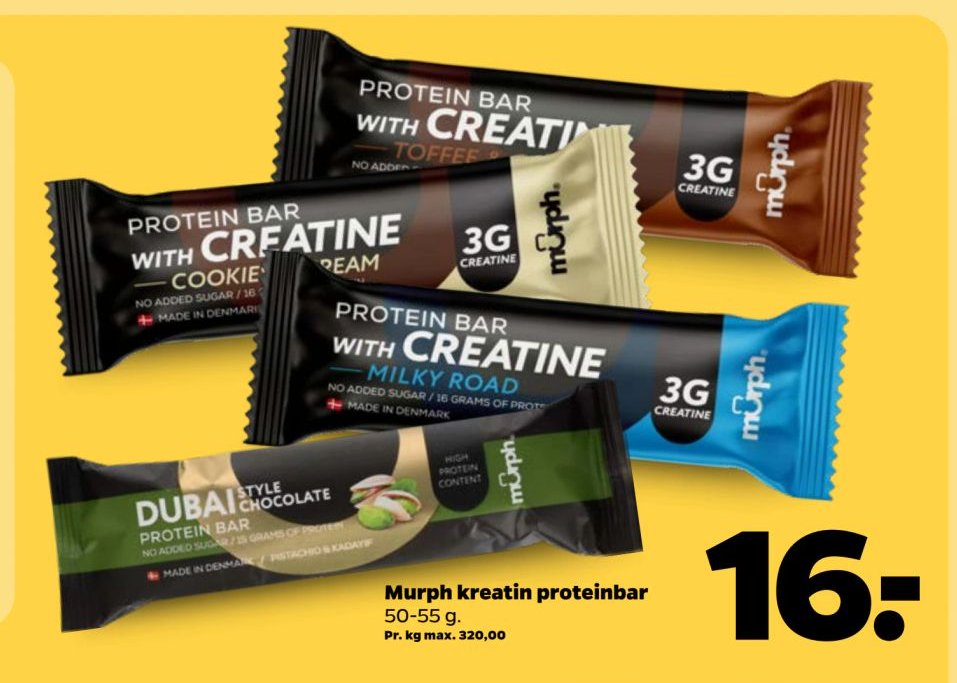Murph kreatin proteinbar 50-55 g – Netto