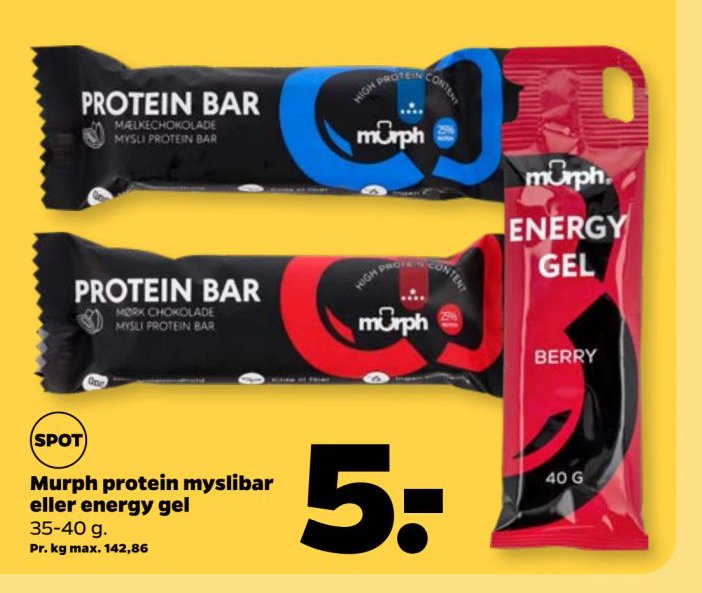 Murph protein myslibar eller energy gel 35-40 g – Netto