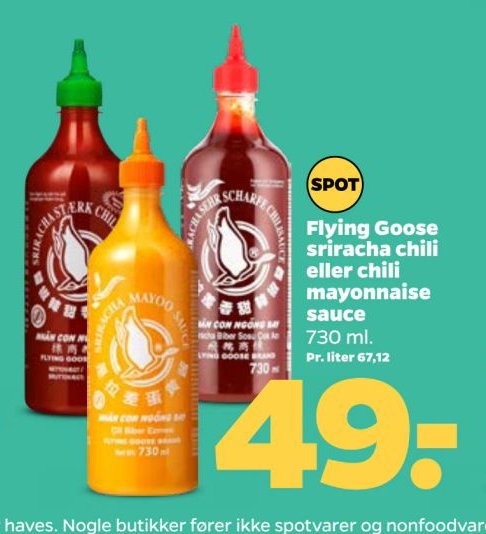 Flying Goose sriracha chili eller chili mayonnaise sauce 730 ml – Netto