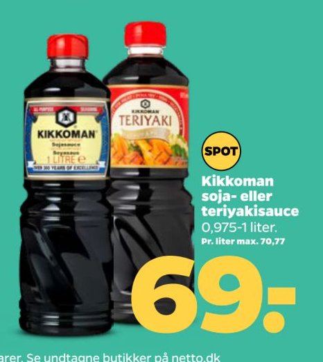 Kikkoman soja- eller teriyakisauce 0,975-1 liter – Netto