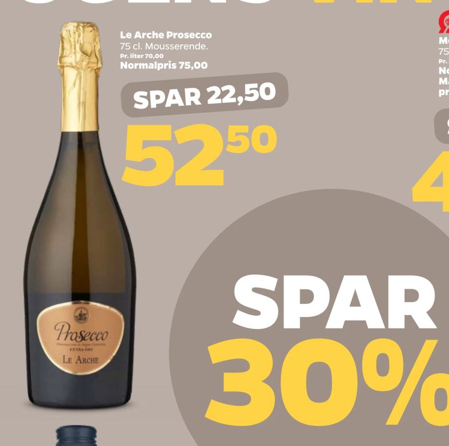 Le Arche Prosecco 75 cl. Mousserende. – Netto