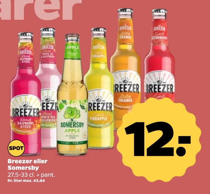 Breezer eller Somersby 27,5-33 cl. + pant. – Netto