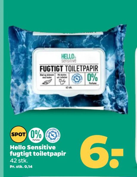 Hello Sensitive fugtigt toiletpapir 42 stk. – Netto