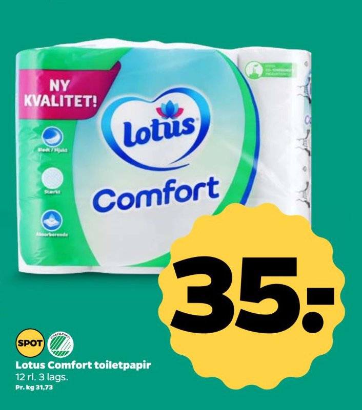 Lotus Comfort toiletpapir 12 rl. 3 lags. – Netto