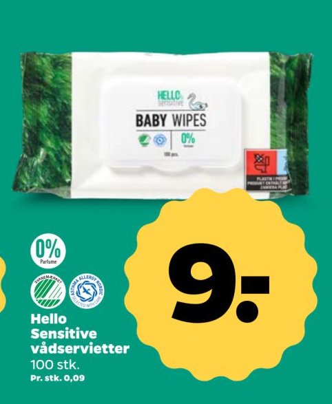 Hello Sensitive vådservietter 100 stk. – Netto