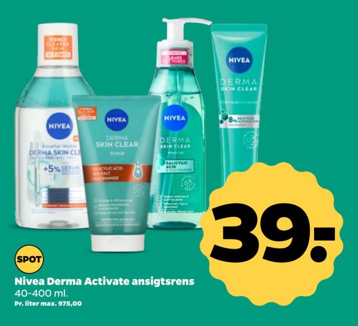 Nivea Derma Activate ansigtsrens 40-400 ml – Netto