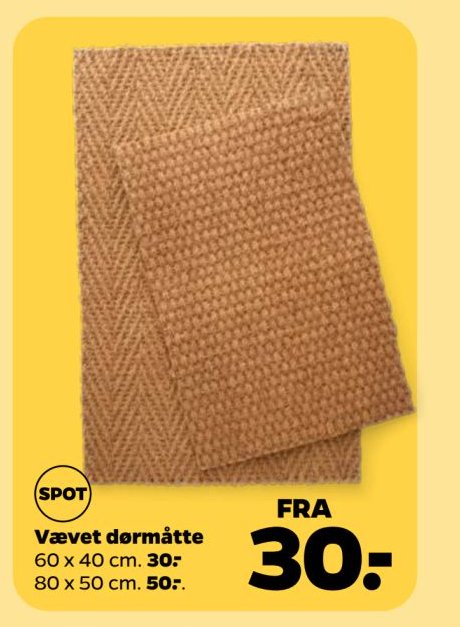 Vævet dørmåtte 60 x 40 cm. – Netto