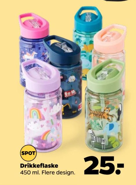 Drikkeflaske 450 ml. Flere design. – Netto