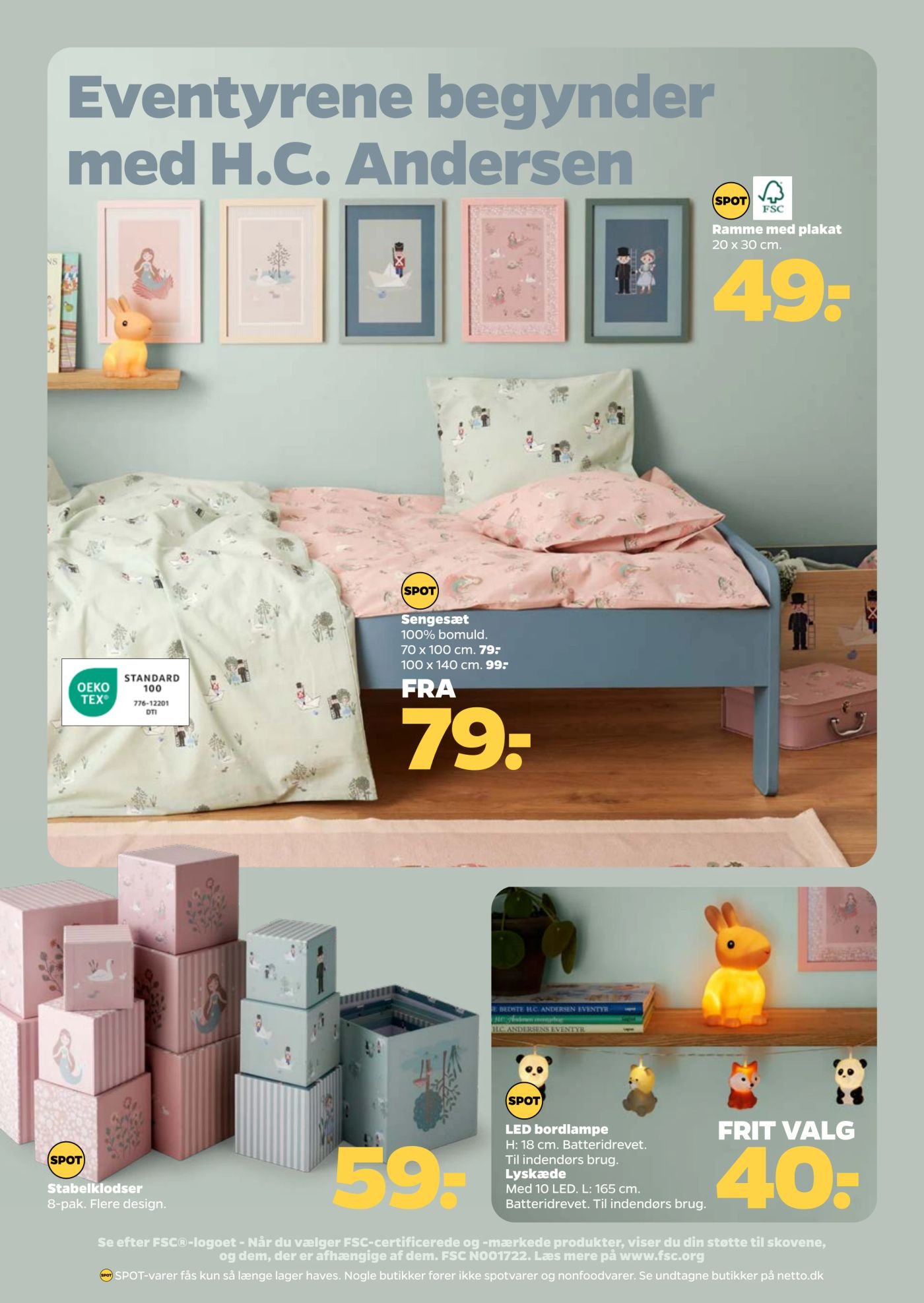 LED bordlampe H: 18 cm. Batteridrevet. Til indendørs brug. Lyskæde Med 10 LED. L: 165 cm. Batteridrevet. Til indendørs brug. – Netto