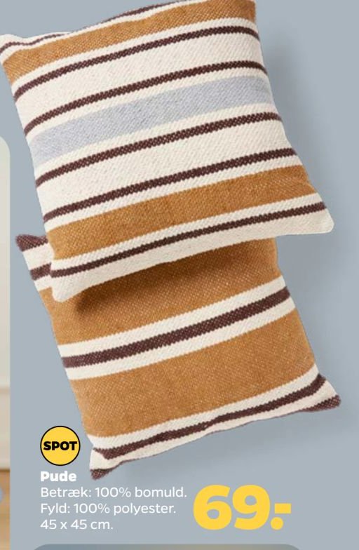 Pude Betræk: 100% bomuld. Fyld: 100% polyester. 45 x 45 cm. – Netto
