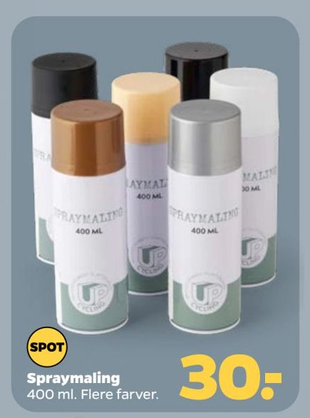 Spraymaling 400 ml. Flere farver. – Netto