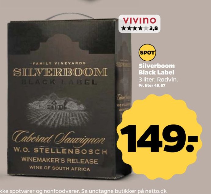 Silverboom Black Label 3 liter. Rødvin. – Netto