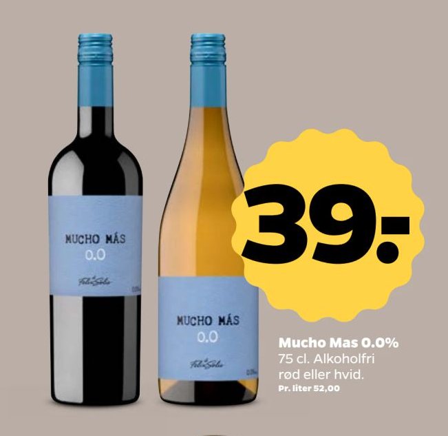 Mucho Mas 0.0% 75 cl. Alkoholfri rød eller hvid. – Netto