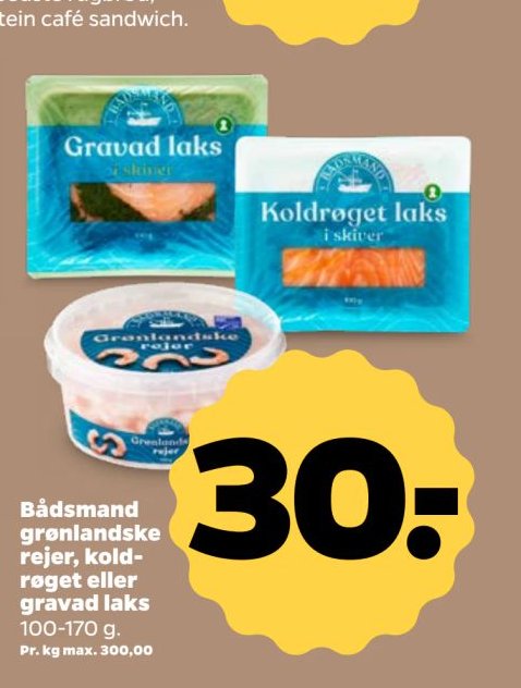 Bådsmand grønlandske rejer, koldrøget eller gravad laks – Netto