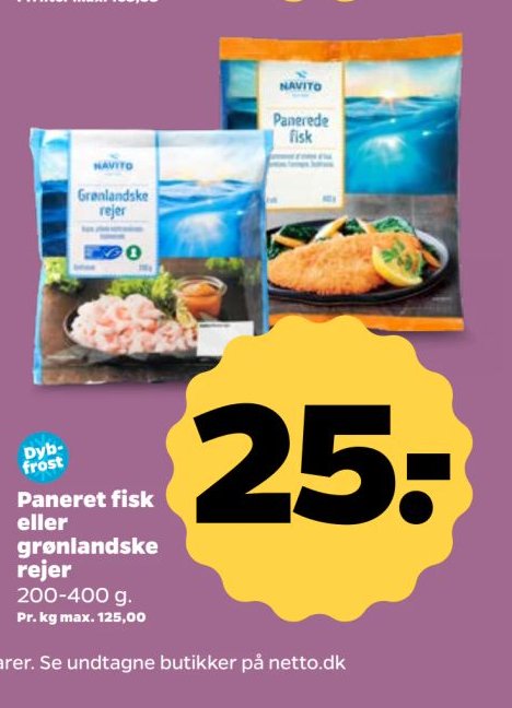 Paneret fisk eller grønlandske rejer – Netto