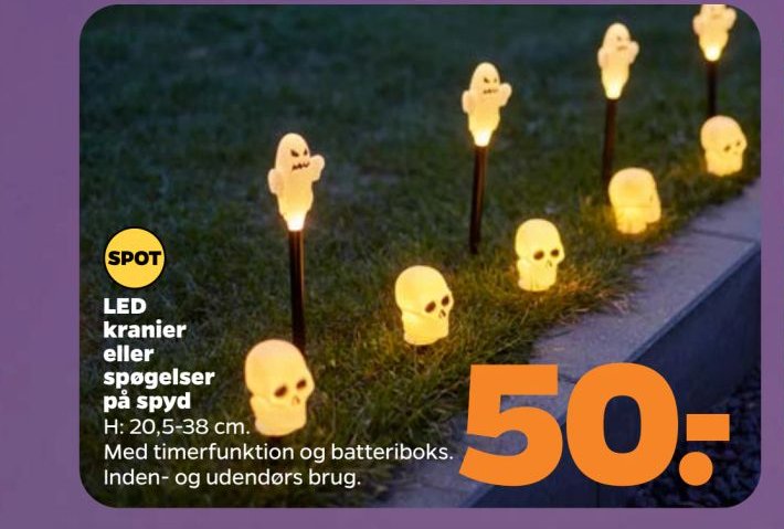 LED kranier eller spøgelser på spyd – Netto