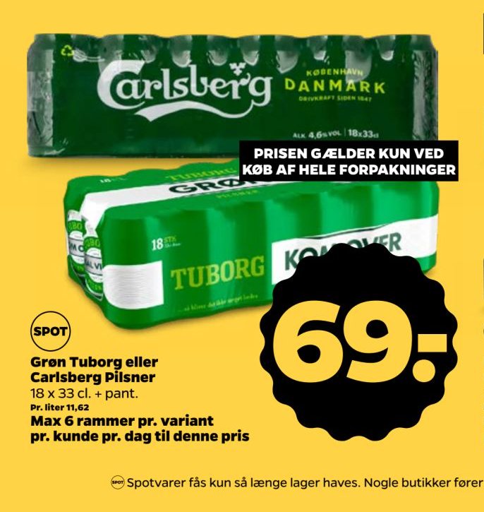 Grøn Tuborg eller Carlsberg Pilsner – Netto