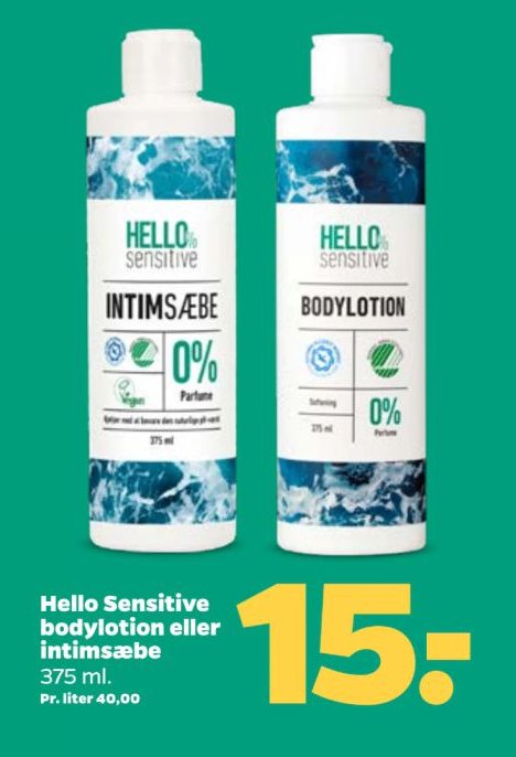 Hello Sensitive bodylotion eller intimsæbe – Netto