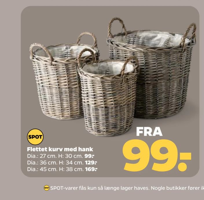 Flettet kurv med hank – Netto