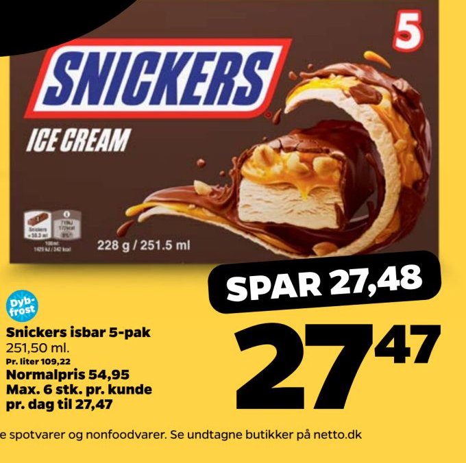 Snickers isbar 5-pak – Netto