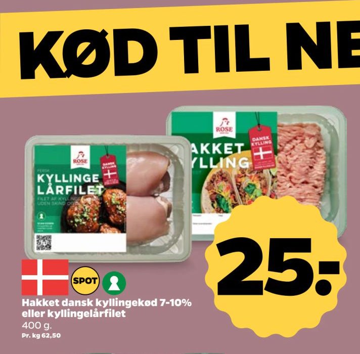 Hakket dansk kyllingekød 7-10% eller kyllingelårfilet – Netto