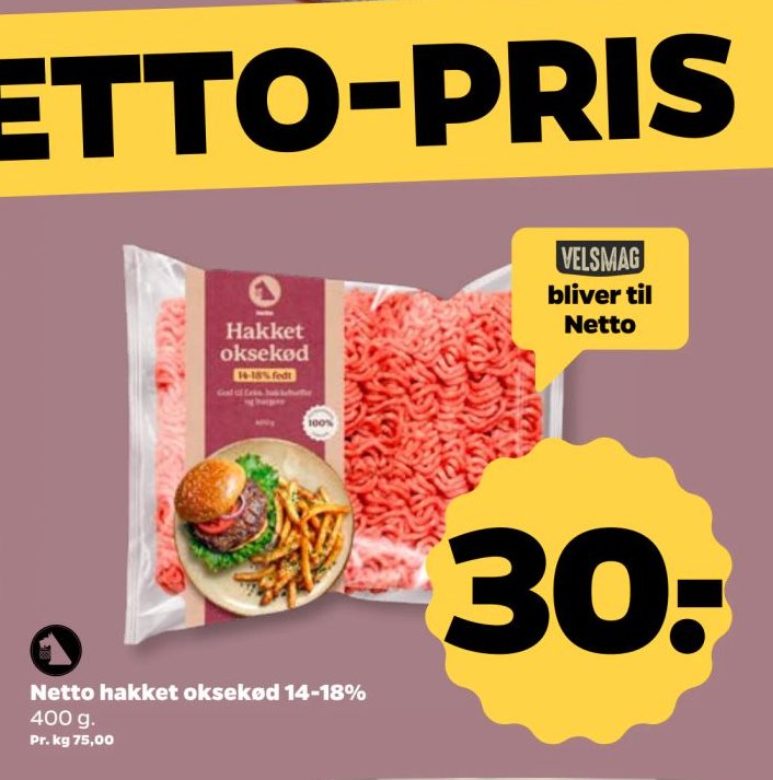Netto hakket oksekød 14-18% – Netto