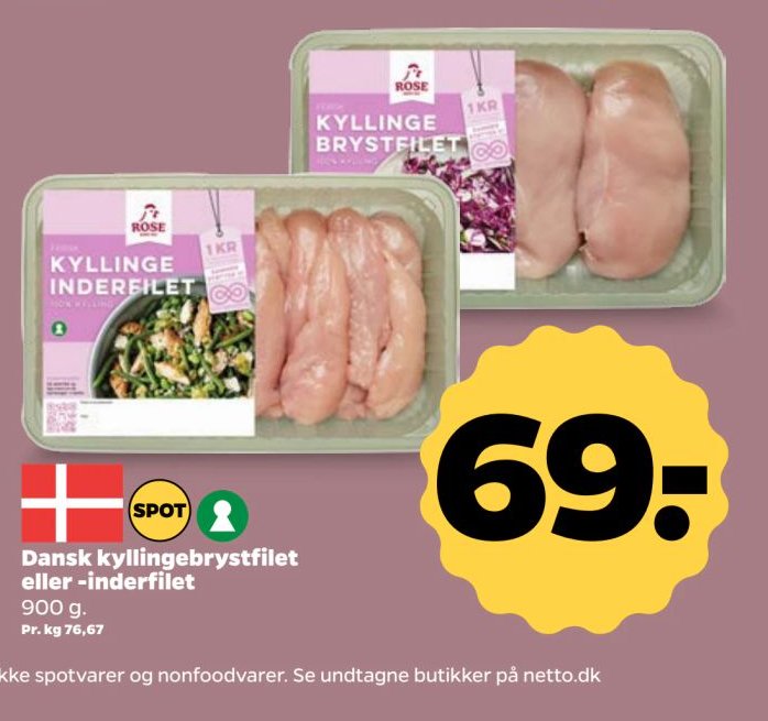 Dansk kyllingebrystfilet eller -inderfilet – Netto