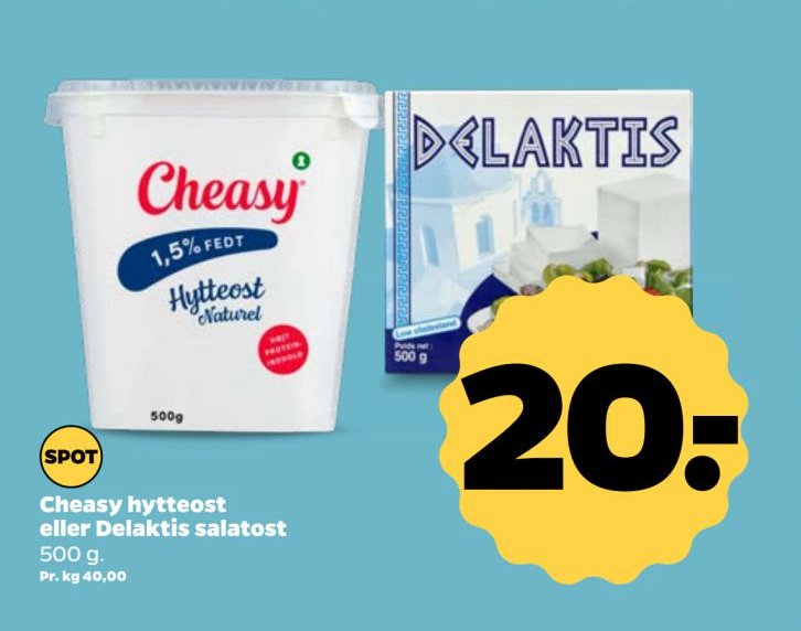 Cheasy hytteost eller Delaktis salatost – Netto