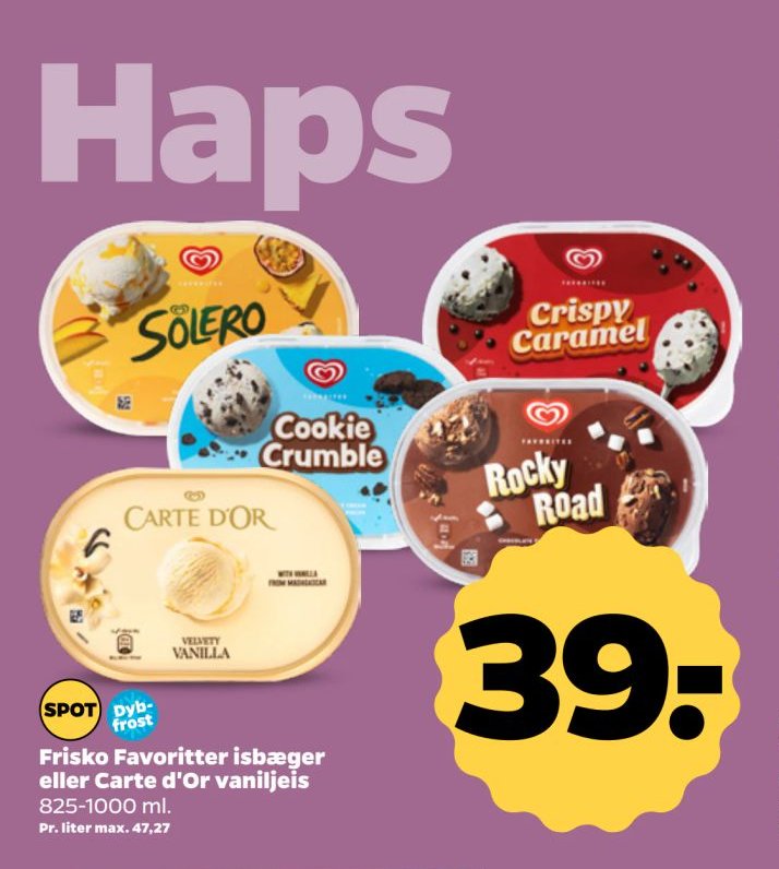 Frisko Favoritter isbæger eller Carte d'Or vaniljeis – Netto