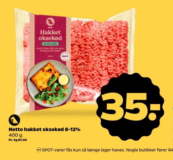 Netto hakket oksekød 8-12% – Netto