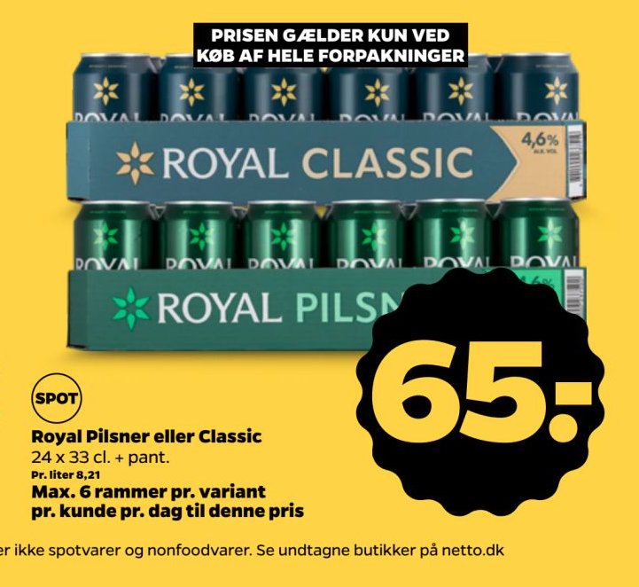 Royal Pilsner eller Classic – Netto