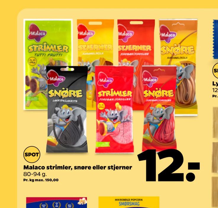 Malaco strimler, snøre eller stjerner – Netto