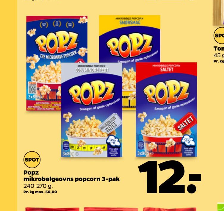 Popz mikrobølgeovns popcorn 3-pak – Netto