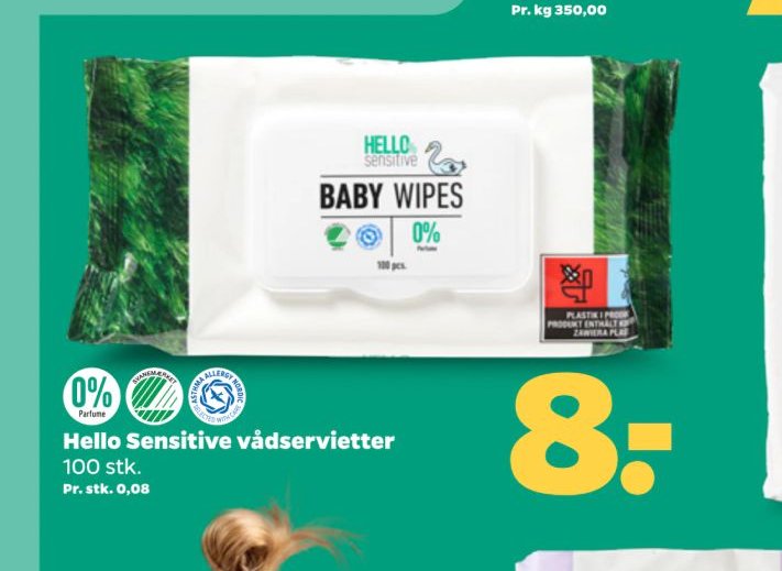Hello Sensitive vådservietter – Netto