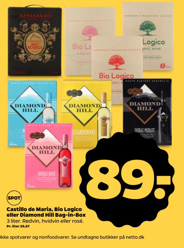 Castillo de Maria, Bio Logico eller Diamond Hill Bag-in-Box – Netto