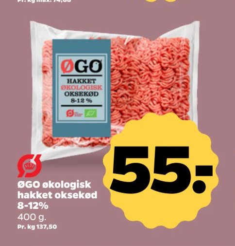 ØGO økologisk hakket oksekød 8-12% – Netto