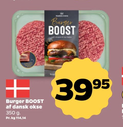 Burger BOOST af dansk okse – Netto