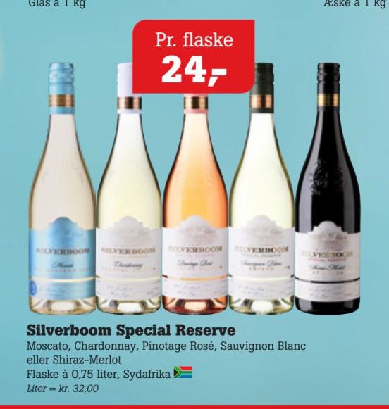 Silverboom Special Reserve Moscato, Chardonnay, Pinotage Rosé, Sauvignon Blanc eller Shiraz-Merlot Flaske à 0,75 liter, Sydafrika – Pøtzsch