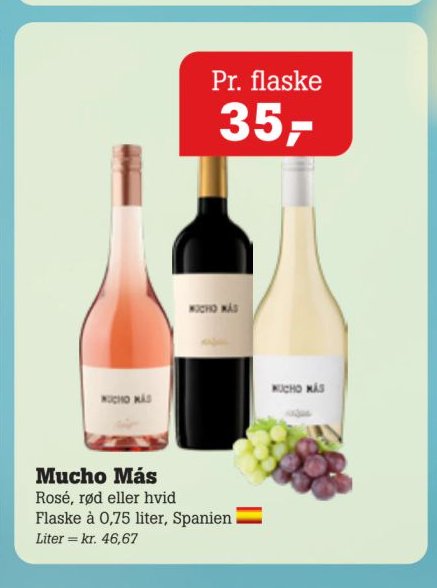 Mucho Más Rosé, rød eller hvid Flaske à 0,75 liter, Spanien – Pøtzsch