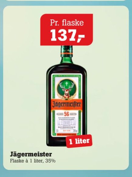 Jägermeister Flaske à 1 liter, 35% – Pøtzsch